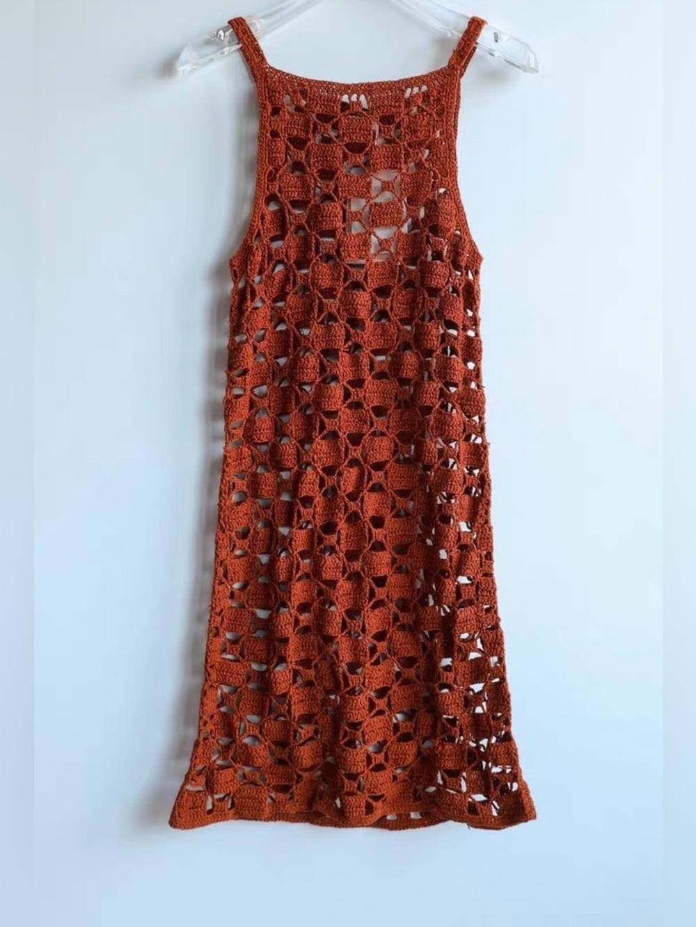 NWT*Cult Gaia Yara Knit Dress/Crochet Tank Dress in Rust Orange - size M